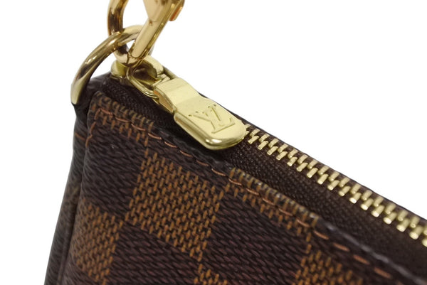 極美品 LOUIS VUITTON ルイヴィトン ダミエ ミニ ポシェット アクセソワール ポーチ N58009 ブラウン ゴールド金具 中古 4b009193