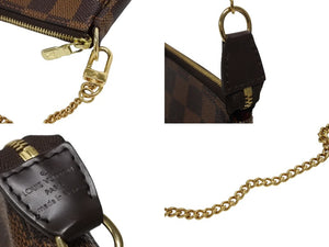 極美品 LOUIS VUITTON ルイヴィトン ダミエ ミニ ポシェット アクセソワール ポーチ N58009 ブラウン ゴールド金具 中古 4b009193