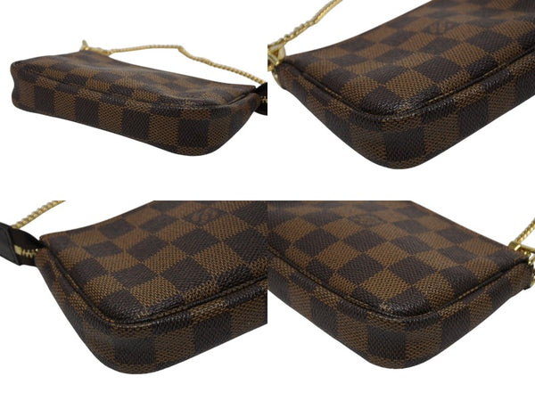 極美品 LOUIS VUITTON ルイヴィトン ダミエ ミニ ポシェット アクセソワール ポーチ N58009 ブラウン ゴールド金具 中古 4b009193