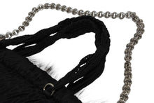 画像をギャラリービューアに読み込む, 極美品 PRADA プラダ 2WAYバッグ 5083 トライアングルロゴプレート ナイロン ファー ブラック シルバー金具 中古 4b009196