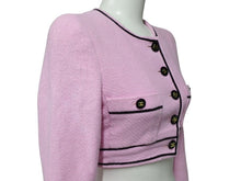 画像をギャラリービューアに読み込む, CHANEL シャネル ノーカラー クロップドジャケット PO1783VO4037 サイズ34 ココマーク ピンク 美品 中古 4b009199