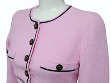 画像をギャラリービューアに読み込む, CHANEL シャネル ノーカラー クロップドジャケット PO1783VO4037 サイズ34 ココマーク ピンク 美品 中古 4b009199