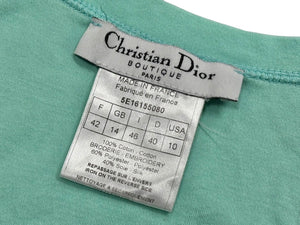 極美品 Christian Dior クリスチャンディオール NOT WAR タンクトップ ノースリーブ 5E16155080 サイズ42 ブルー 刺繍 中古 4b009202