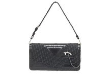 画像をギャラリービューアに読み込む, CHRISTIAN DIOR クリスチャンディオール トロッター柄 ワンショルダーバッグ キャンバス レザー ブラック シルバー金具 美品 中古 4b009203