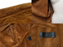 画像をギャラリービューアに読み込む, CHROME HEARTS クロムハーツ スウェード 長袖シャツ クロスボールボタン フレアニー ブラウン シルバー925 美品 中古 4b009209