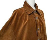 画像をギャラリービューアに読み込む, CHROME HEARTS クロムハーツ スウェード 長袖シャツ クロスボールボタン フレアニー ブラウン シルバー925 美品 中古 4b009209