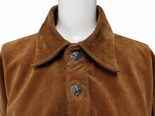 画像をギャラリービューアに読み込む, CHROME HEARTS クロムハーツ スウェード 長袖シャツ クロスボールボタン フレアニー ブラウン シルバー925 美品 中古 4b009209