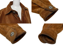 画像をギャラリービューアに読み込む, CHROME HEARTS クロムハーツ スウェード 長袖シャツ クロスボールボタン フレアニー ブラウン シルバー925 美品 中古 4b009209