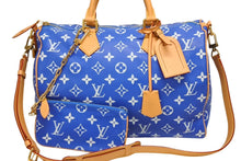 画像をギャラリービューアに読み込む, 新品同様 LOUIS VUITTON ルイヴィトン スピーディ P9 バンドリエール40 M24418 2WAY ボストンバッグ ブルー ゴールド金具 中古 4b009210