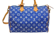 画像をギャラリービューアに読み込む, 新品同様 LOUIS VUITTON ルイヴィトン スピーディ P9 バンドリエール40 M24418 2WAY ボストンバッグ ブルー ゴールド金具 中古 4b009210