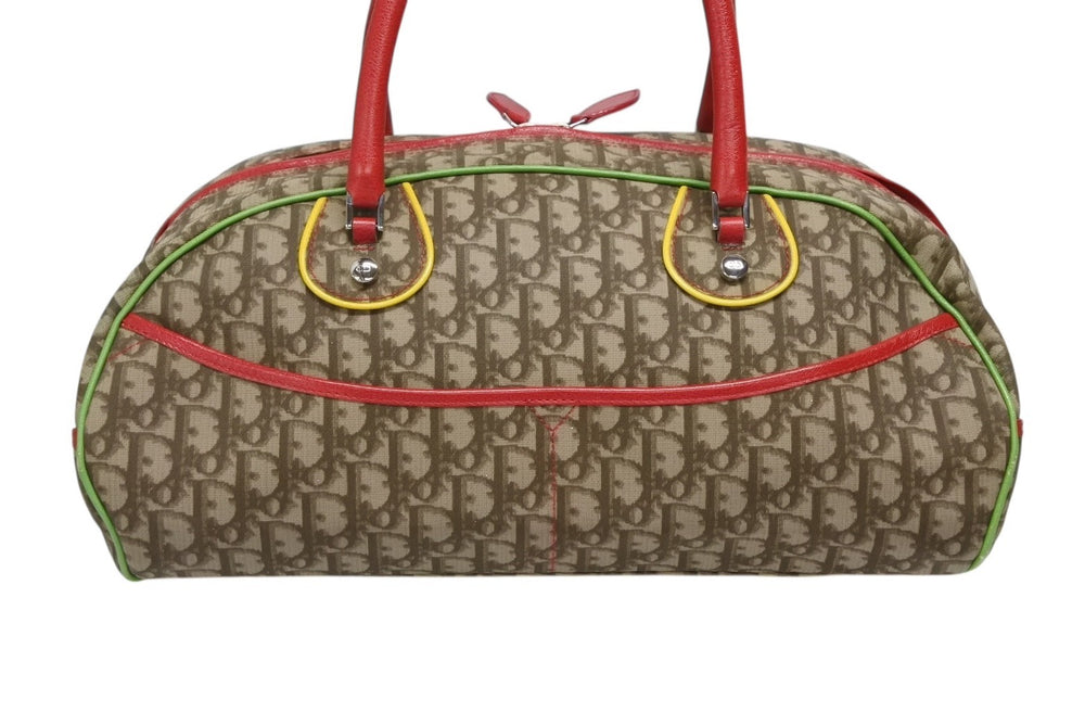 Christian Dior クリスチャンディオール ハンドバッグ ボストンバッグ 01RU 0084 トロッター ラスタカラー ブラウン シルバー金具 美品 中古 4b009211