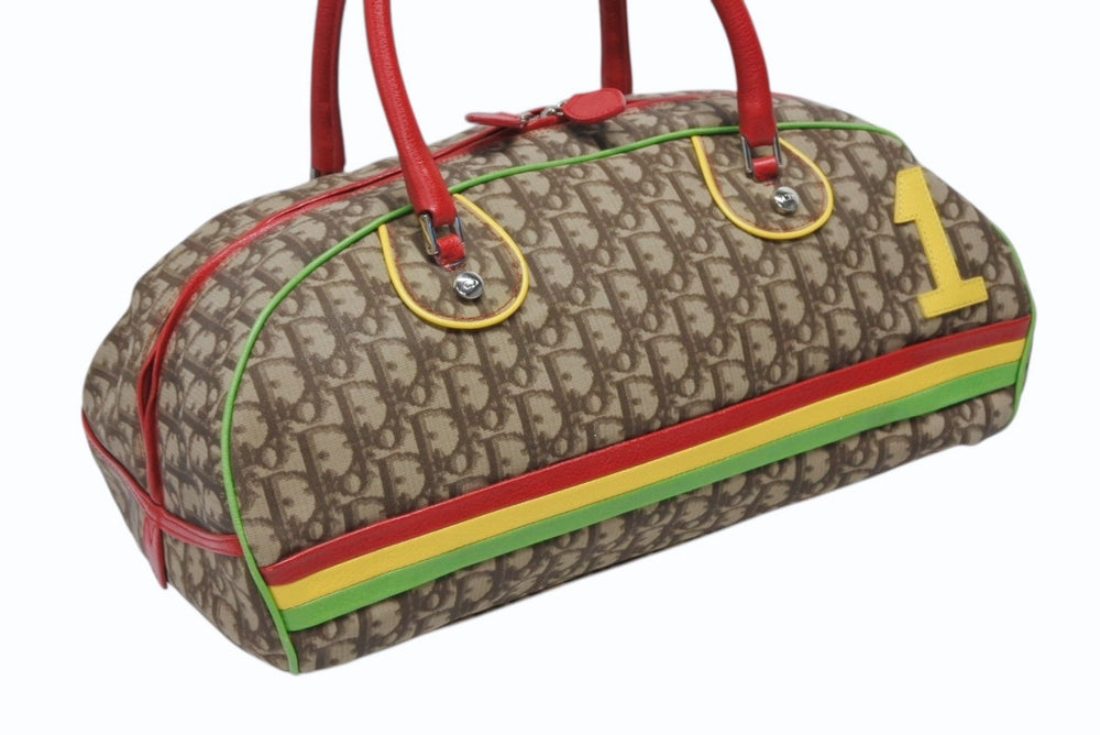 Christian Dior クリスチャンディオール ハンドバッグ ボストンバッグ 01RU 0084 トロッター ラスタカラー ブラウン シルバー金具 美品 中古 4b009211