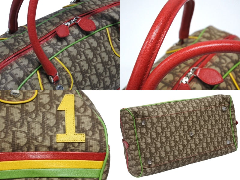 Christian Dior クリスチャンディオール ハンドバッグ ボストンバッグ 01RU 0084 トロッター ラスタカラー ブラウン シルバー金具 美品 中古 4b009211