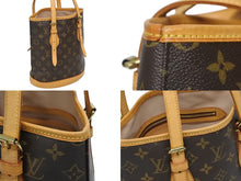 画像をギャラリービューアに読み込む, LOUIS VUITTON ルイヴィトン バケットPM バケツ型 トートバッグ ショルダーバッグ モノグラム M42238 ブラウン PVC レザー 美品 中古 4b009216