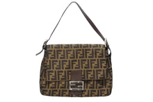 画像をギャラリービューアに読み込む, FENDI フェンディ ズッカ柄 マンマバケット ワンショルダーバッグ 26325 キャンバス レザー ブラウン シルバー金具 中古 4b009219