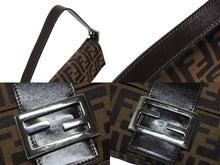 画像をギャラリービューアに読み込む, 極美品 FENDI フェンディ マンマバケット ワンショルダーバッグ ズッカ柄 キャンバス レザー ブラウン シルバー金具 中古 4b009220