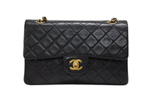 画像をギャラリービューアに読み込む, 極美品 CHANEL シャネル マトラッセ23 Wフラップ Wチェーンショルダーバッグ 1番台 ココマーク ラムスキン ブラック ゴールド金具 中古 4b009225