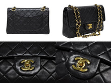 画像をギャラリービューアに読み込む, 極美品 CHANEL シャネル マトラッセ23 Wフラップ Wチェーンショルダーバッグ 1番台 ココマーク ラムスキン ブラック ゴールド金具 中古 4b009225