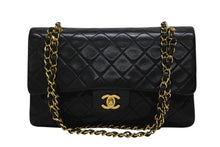 画像をギャラリービューアに読み込む, CHANEL シャネル マトラッセ25 Wフラップ Wチェーンショルダーバッグ 4番台 ラムスキン ココマーク ブラック ゴールド金具 美品 中古 4b009226