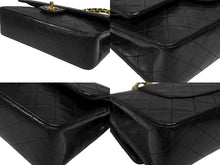 画像をギャラリービューアに読み込む, CHANEL シャネル マトラッセ25 Wフラップ Wチェーンショルダーバッグ 4番台 ラムスキン ココマーク ブラック ゴールド金具 美品 中古 4b009226