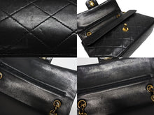 画像をギャラリービューアに読み込む, CHANEL シャネル マトラッセ25 Wフラップ Wチェーンショルダーバッグ 4番台 ラムスキン ココマーク ブラック ゴールド金具 美品 中古 4b009226