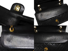 画像をギャラリービューアに読み込む, CHANEL シャネル マトラッセ25 Wフラップ Wチェーンショルダーバッグ 4番台 ラムスキン ココマーク ブラック ゴールド金具 美品 中古 4b009226