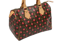 画像をギャラリービューアに読み込む, 新品同様 LOUIS VUITTON ルイヴィトン スピーディ25 ハンドバッグ M95009 モノグラム チェリー レザー 村上隆 中古 4b009228