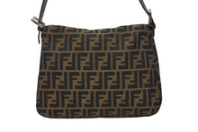 画像をギャラリービューアに読み込む, FENDI フェンディ マンマバケット ショルダーバッグ ズッカ柄 コットンキャンバス レザー ブラウン シルバー金具 美品 中古 4b009231