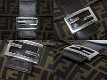 画像をギャラリービューアに読み込む, FENDI フェンディ マンマバケット ショルダーバッグ ズッカ柄 コットンキャンバス レザー ブラウン シルバー金具 美品 中古 4b009231