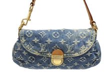 画像をギャラリービューアに読み込む, 極美品 LOUIS VUITTON ルイヴィトン ミニプリーティ ハンドバッグ M95050 モノグラムデニム レザー ブルー 中古 4b009233