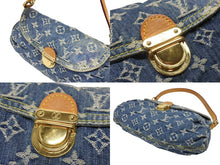 画像をギャラリービューアに読み込む, 極美品 LOUIS VUITTON ルイヴィトン ミニプリーティ ハンドバッグ M95050 モノグラムデニム レザー ブルー 中古 4b009233