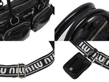 画像をギャラリービューアに読み込む, 極美品 MIUMIU ミュウミュウ 2WAY ショルダーバッグ ハンドバッグ シャインレザー ブラック シルバー金具 中古 4b009234