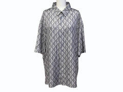 極美品 Christian Dior クリスチャンディオール 半袖 比翼ボタンシャツ 193C545A5797 サイズ44 シルク グレー 中古 4b009235