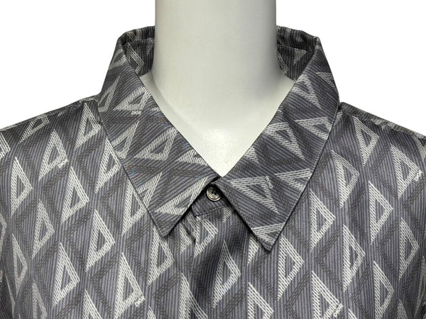 極美品 Christian Dior クリスチャンディオール 半袖 比翼ボタンシャツ 193C545A5797 サイズ44 シルク グレー 中古 4b009235