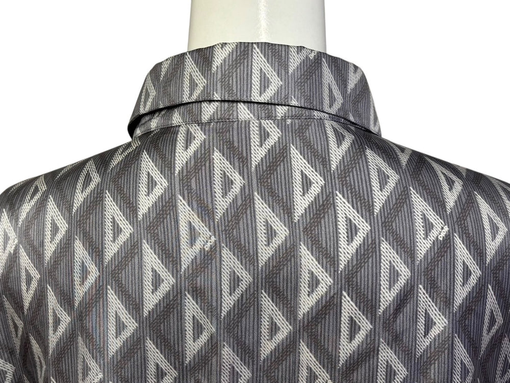 極美品 Christian Dior クリスチャンディオール 半袖 比翼ボタンシャツ 193C545A5797 サイズ44 シルク グレー 中古 4b009235