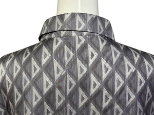 極美品 Christian Dior クリスチャンディオール 半袖 比翼ボタンシャツ 193C545A5797 サイズ44 シルク グレー 中古 4b009235