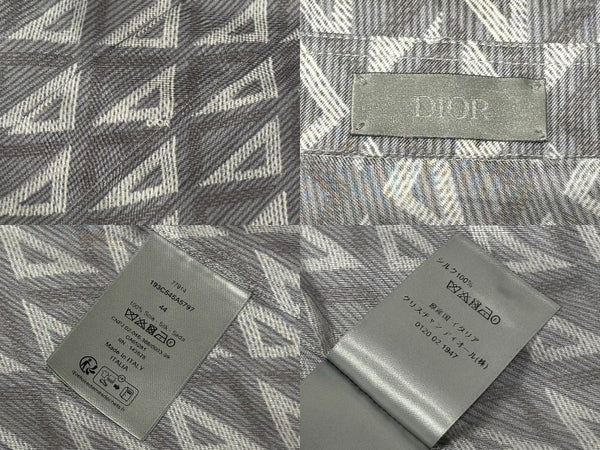 極美品 Christian Dior クリスチャンディオール 半袖 比翼ボタンシャツ 193C545A5797 サイズ44 シルク グレー 中古 4b009235