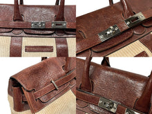 Load image into Gallery viewer, Brunello Cucinelli ブルネロクチネリ カントリーバッグ ビジネスバッグ レザー コーデュロイ ベージュ ブラウン シルバー金具 美品 中古 4b009238