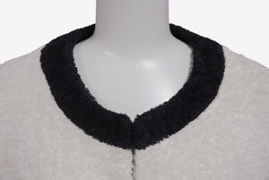CHANEL シャネル VINTAGE ヴィンテージ テリークロス ノーカラージャケット ココマーク パイル オフホワイト ブラック 美品 中古 4b009248