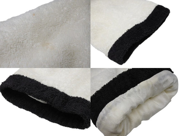 CHANEL シャネル VINTAGE ヴィンテージ テリークロス ノーカラージャケット ココマーク パイル オフホワイト ブラック 美品 中古 4b009248
