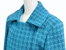 画像をギャラリービューアに読み込む, 極美品 CHANEL シャネル ダブルライダースジャケット P62365V47860 サイズ36 ココマーク ウール ブルー 千鳥格子 中古 4b009249