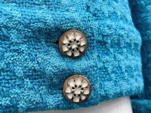 画像をギャラリービューアに読み込む, 極美品 CHANEL シャネル ダブルライダースジャケット P62365V47860 サイズ36 ココマーク ウール ブルー 千鳥格子 中古 4b009249