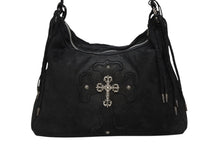 画像をギャラリービューアに読み込む, CHROME HEARTS クロムハーツ ショルダーバッグ ヌバック フィリグリークロス クロスボール CHクロスパッチ ブラック 美品 中古 4b009255
