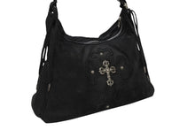 画像をギャラリービューアに読み込む, CHROME HEARTS クロムハーツ ショルダーバッグ ヌバック フィリグリークロス クロスボール CHクロスパッチ ブラック 美品 中古 4b009255