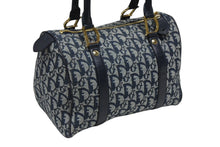 画像をギャラリービューアに読み込む, Christian Dior クリスチャンディオール トロッター ハンドバッグ ミニボストンバッグ ネイビー キャンバス 美品 中古 4b009264