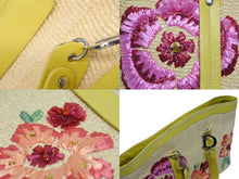 Load image into Gallery viewer, CHRISTIAN DIOR クリスチャンディオール トートバッグ ハンドバッグ フラワー 07-BO-1005 ラフィア レザー 美品 中古 4b009267