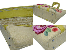 Load image into Gallery viewer, CHRISTIAN DIOR クリスチャンディオール トートバッグ ハンドバッグ フラワー 07-BO-1005 ラフィア レザー 美品 中古 4b009267