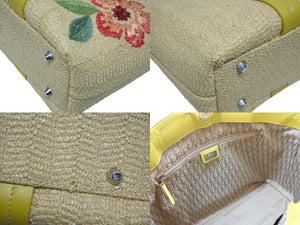 CHRISTIAN DIOR クリスチャンディオール トートバッグ ハンドバッグ フラワー 07-BO-1005 ラフィア レザー 美品 中古 4b009267