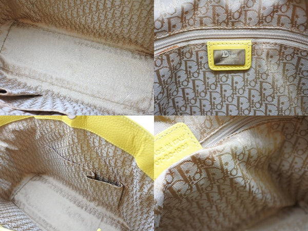 CHRISTIAN DIOR クリスチャンディオール トートバッグ ハンドバッグ フラワー 07-BO-1005 ラフィア レザー 美品 中古 4b009267