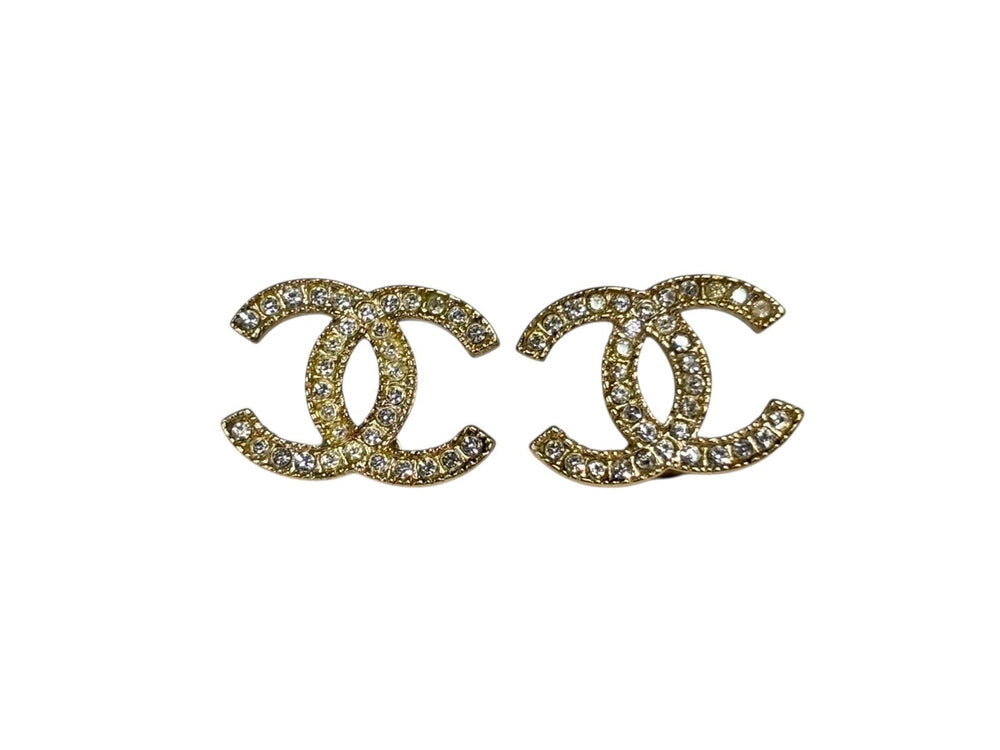 CHANEL シャネル ココマーク ピアス 重量約3.0g A11A刻印 GPメタル ラインストーン ゴールド クリア 両耳用 美品 中古 4b009275